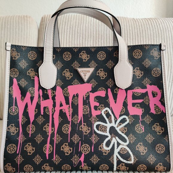 large "graffitied" punk rock vibes Guess handbag in GREAT CONDITION - Picture 1 of 8